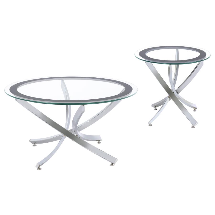 (image for) Brooke 2-piece Round Glass Top Coffee Table Set Chrome