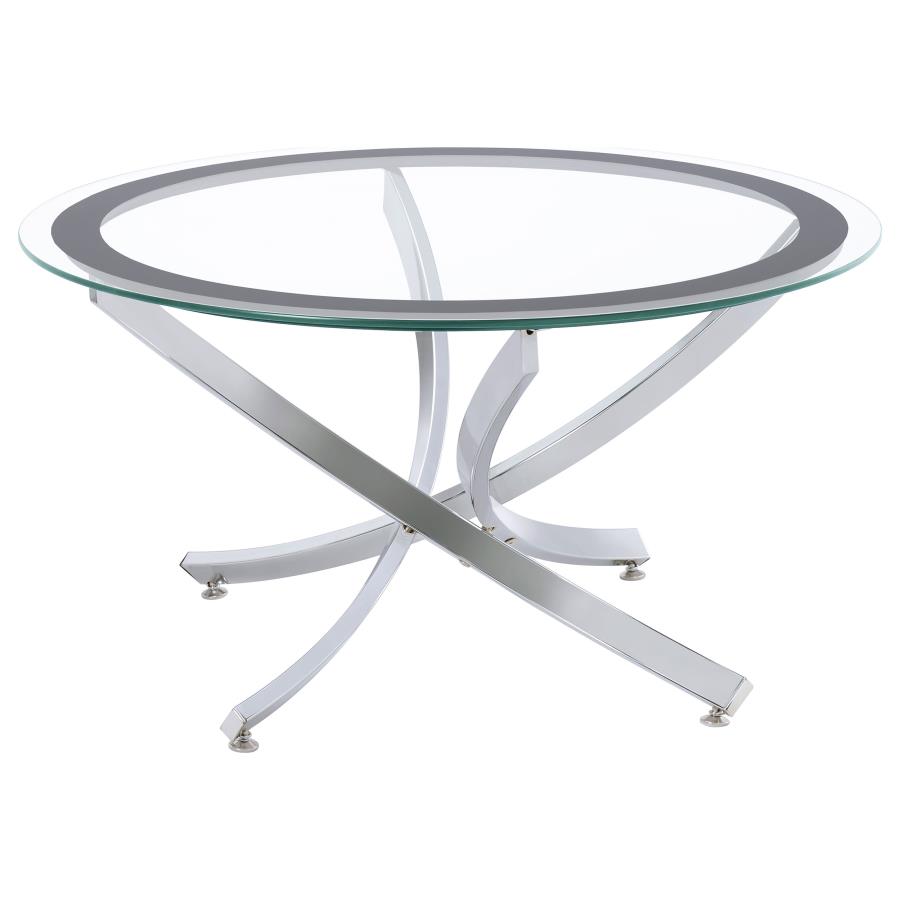 (image for) Brooke 2-piece Round Glass Top Coffee Table Set Chrome