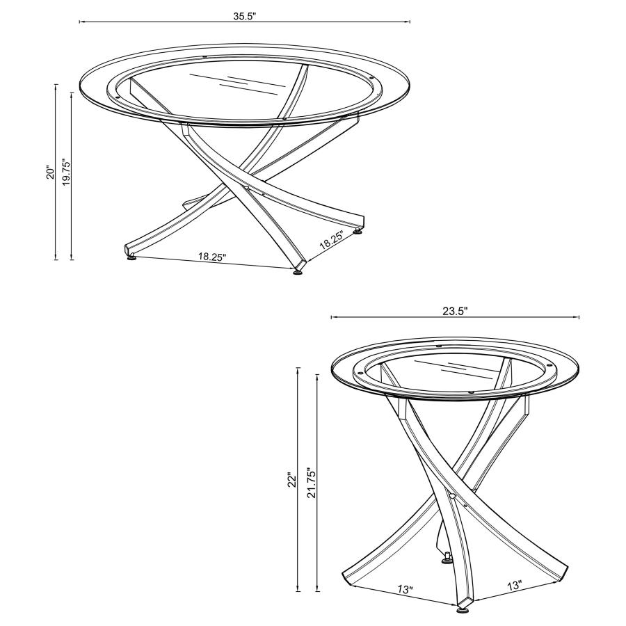 (image for) Brooke 2-piece Round Glass Top Coffee Table Set Chrome