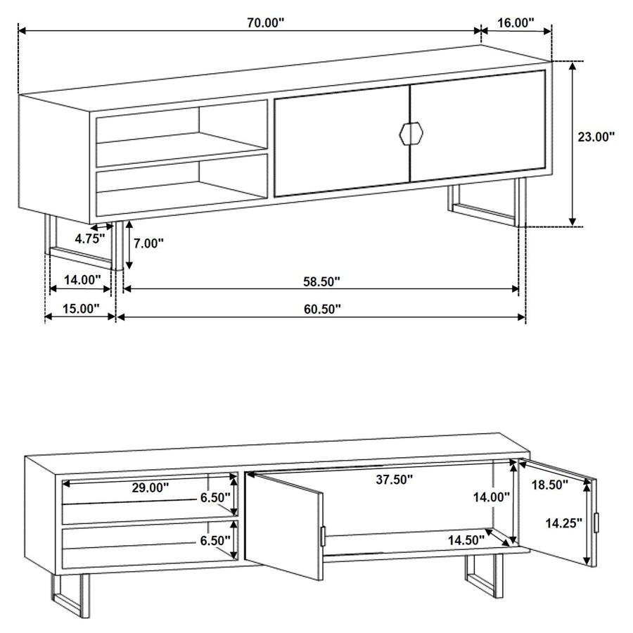 (image for) Marsden 2-door Mango Wood 70" TV Stand Charcoal Black