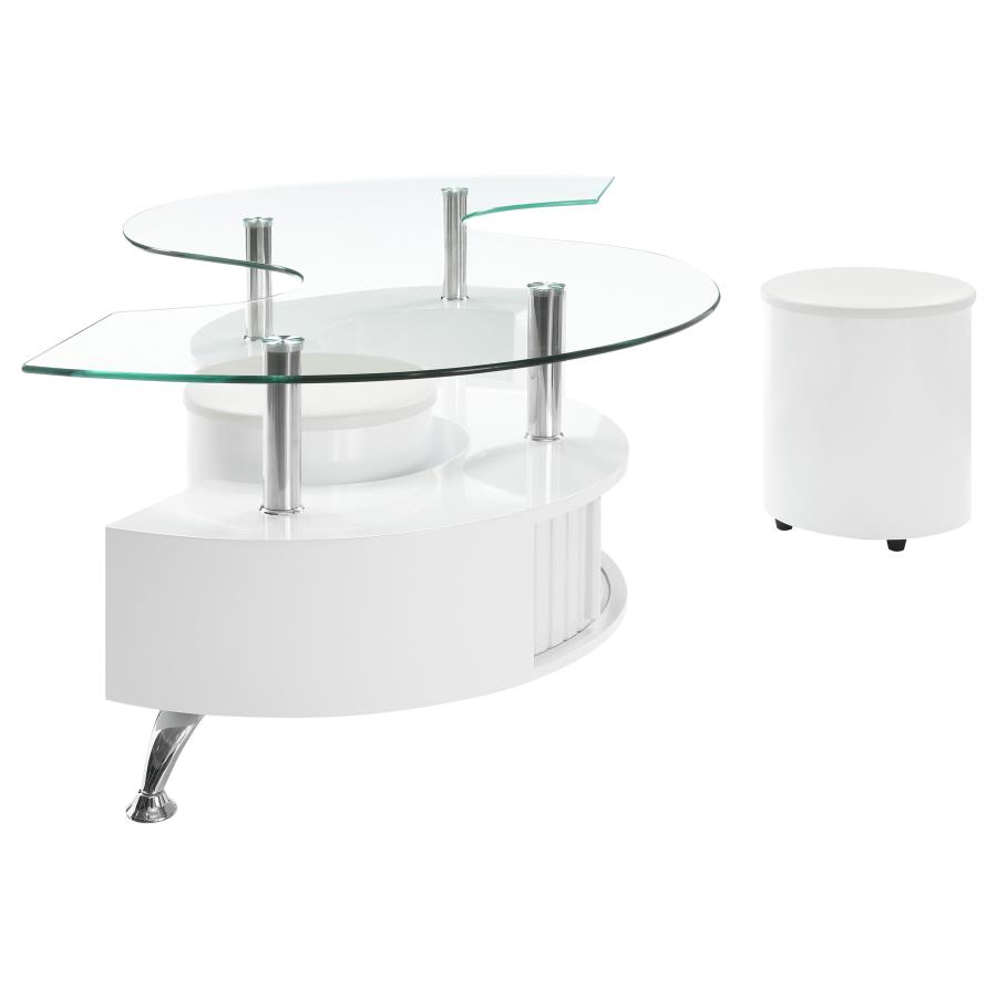 (image for) Buckley 3-piece Coffee Table and Stools Set White High Gloss