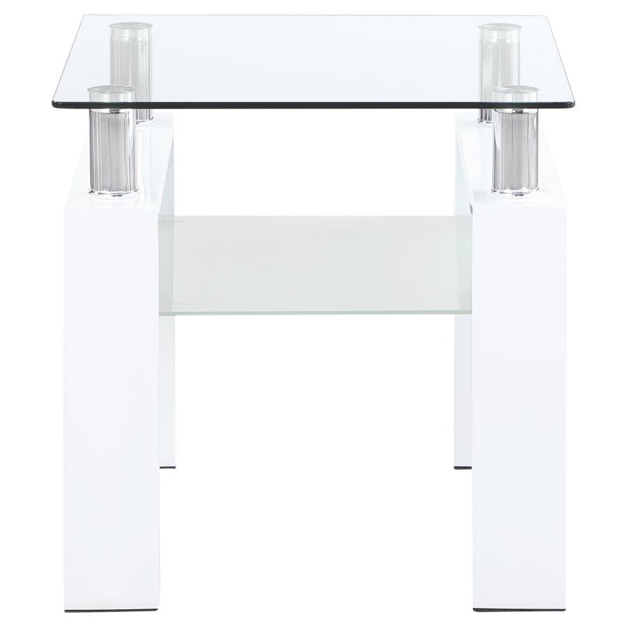 (image for) Dyer 1-shelf Square Glass Top Side End Table White