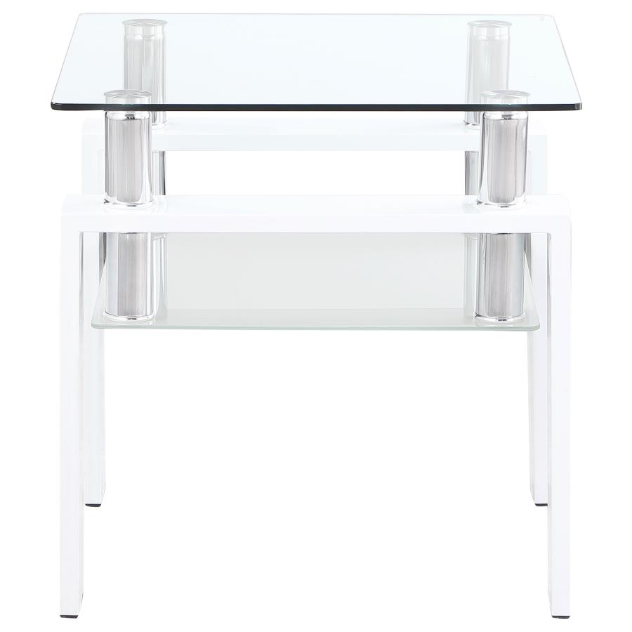 (image for) Dyer 1-shelf Square Glass Top Side End Table White