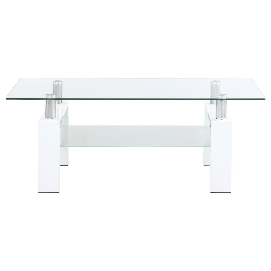 (image for) Dyer 1-shelf Rectangular Glass Top Coffee Table White