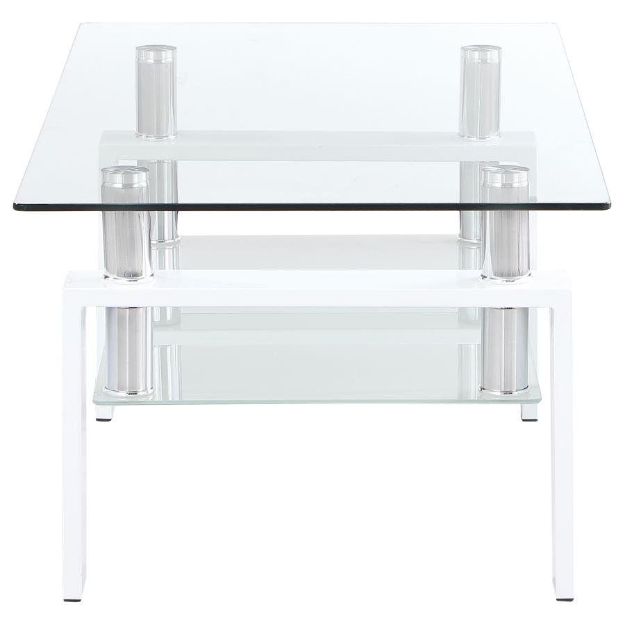 (image for) Dyer 1-shelf Rectangular Glass Top Coffee Table White