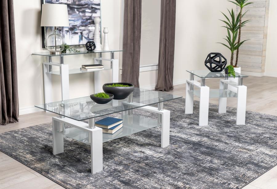 (image for) Dyer 1-shelf Rectangular Glass Top Coffee Table White