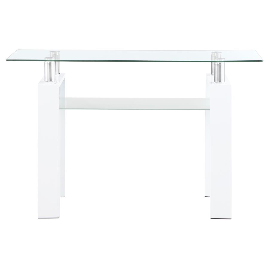 (image for) Dyer Rectangular Glass Top Entryway Sofa Console Table White