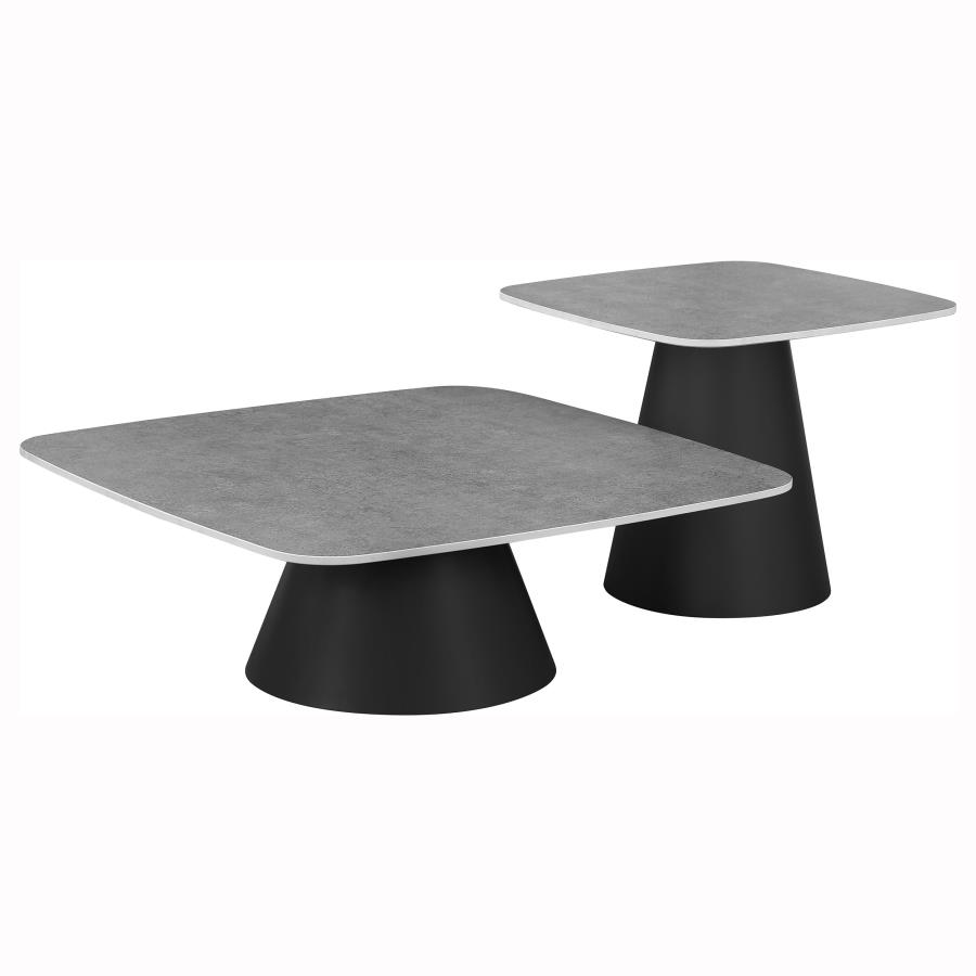 (image for) Eason 2-piece Cocktail Coffee Table Set Concrete and Black