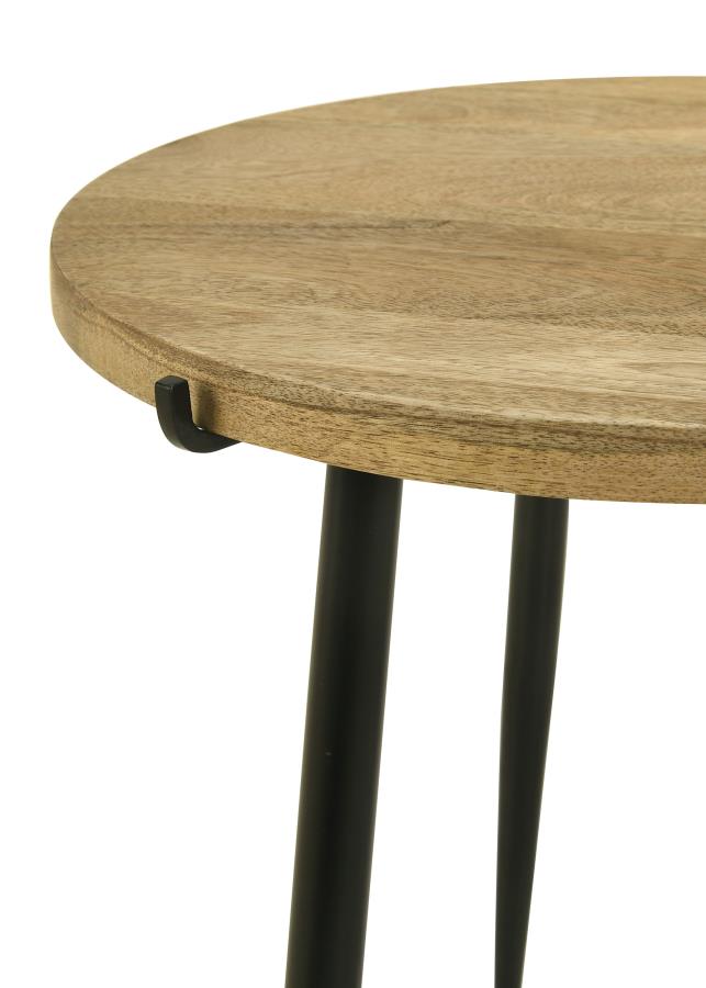 (image for) Pilar Round Solid Wood Top End Table Natural and Black