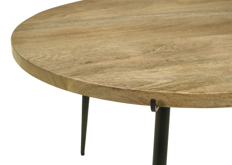 (image for) Pilar Round Solid Wood Top Coffee Table Natural and Black