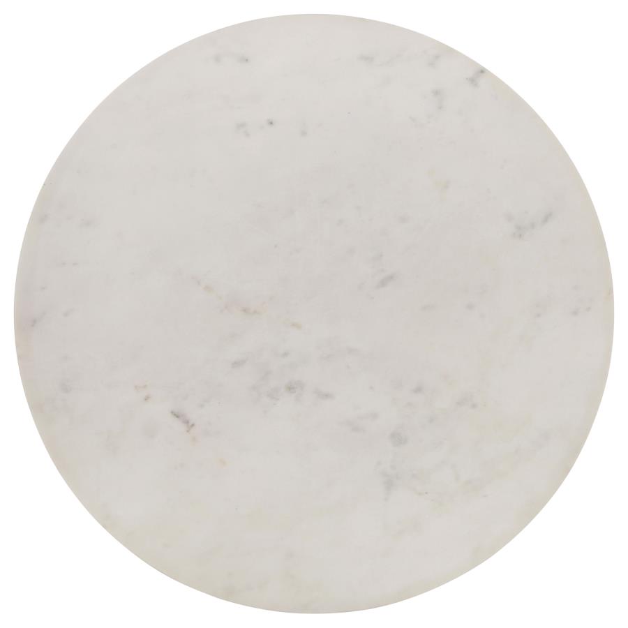 (image for) Aldis Round Marble Top Side End Table White and Natural