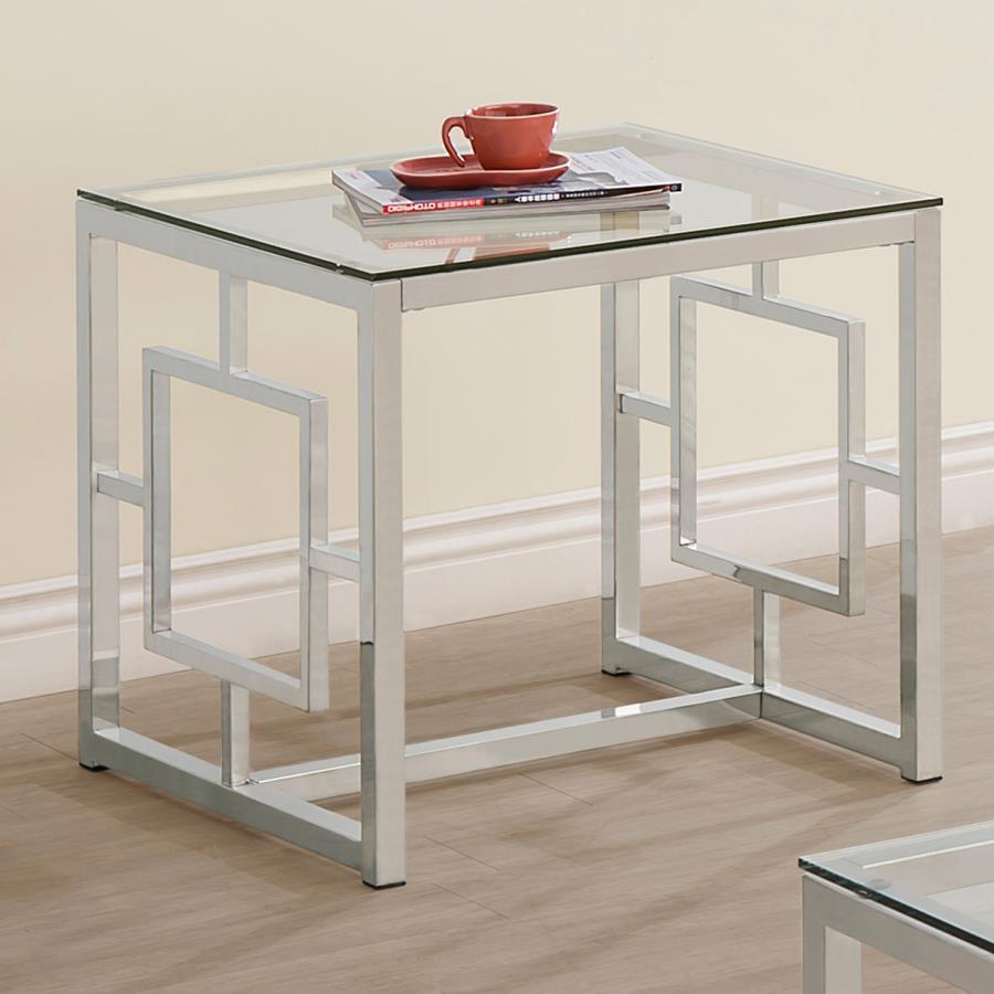 (image for) Merced Square Glass Top Side End Table Nickel