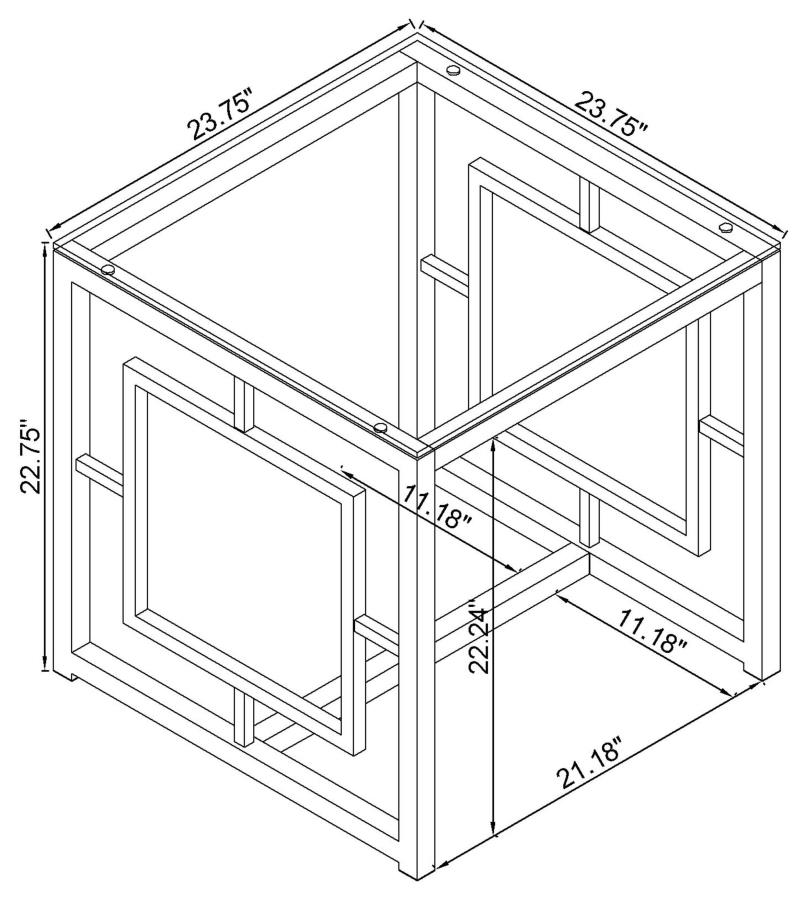 (image for) Merced Square Glass Top Side End Table Nickel