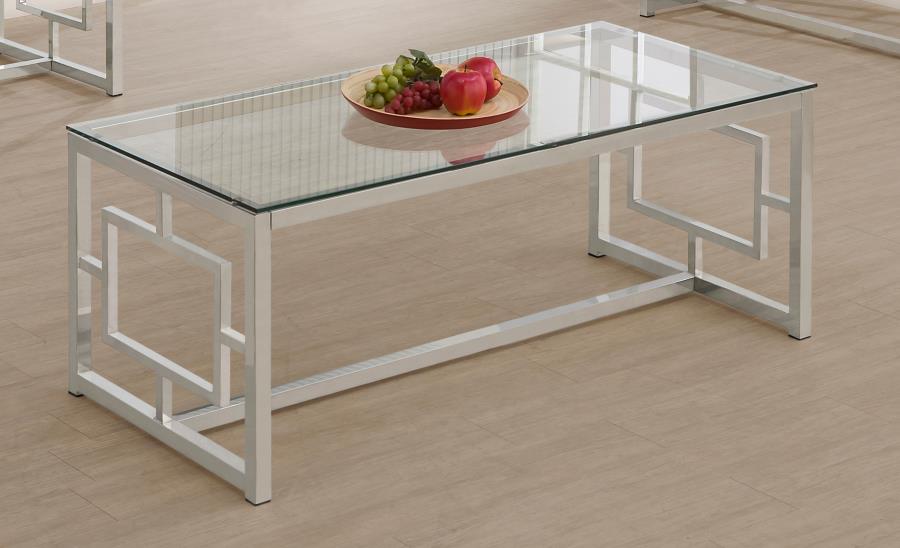 (image for) Merced Rectangular Glass Top Coffee Table Nickel