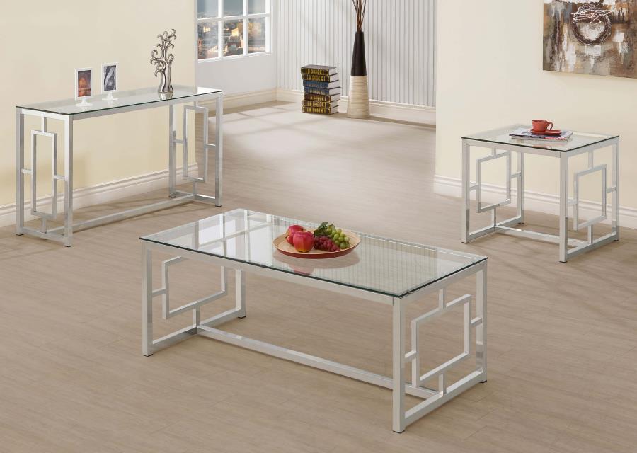 (image for) Merced Rectangular Glass Top Coffee Table Nickel