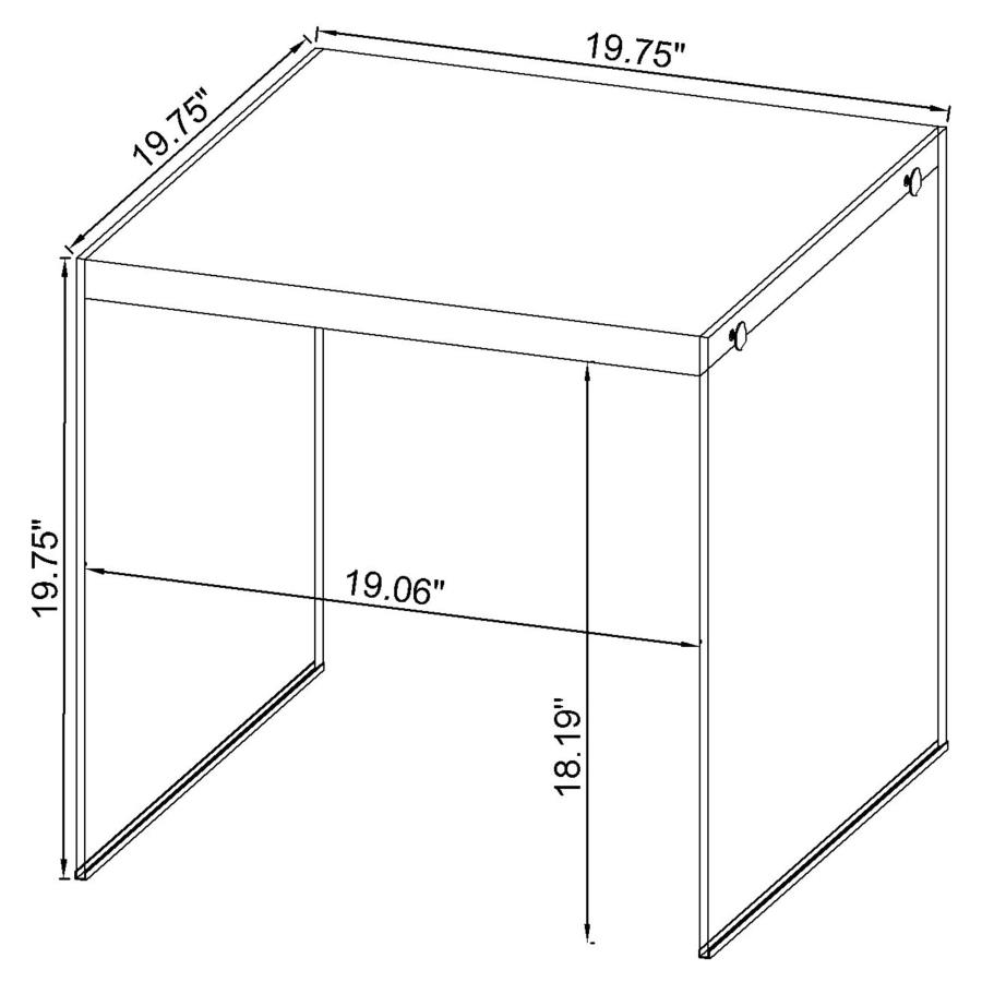 (image for) Opal Square Glass Frame Side End Table White High Gloss