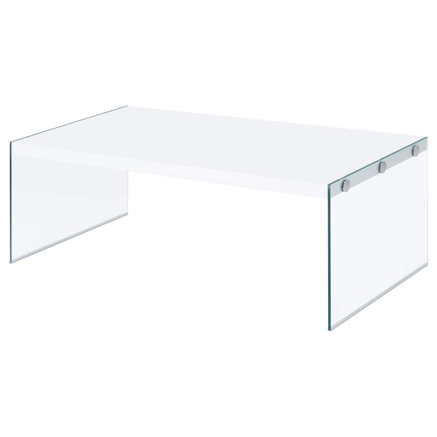 (image for) Opal Rectangular Glass Frame Coffee Table White High Gloss