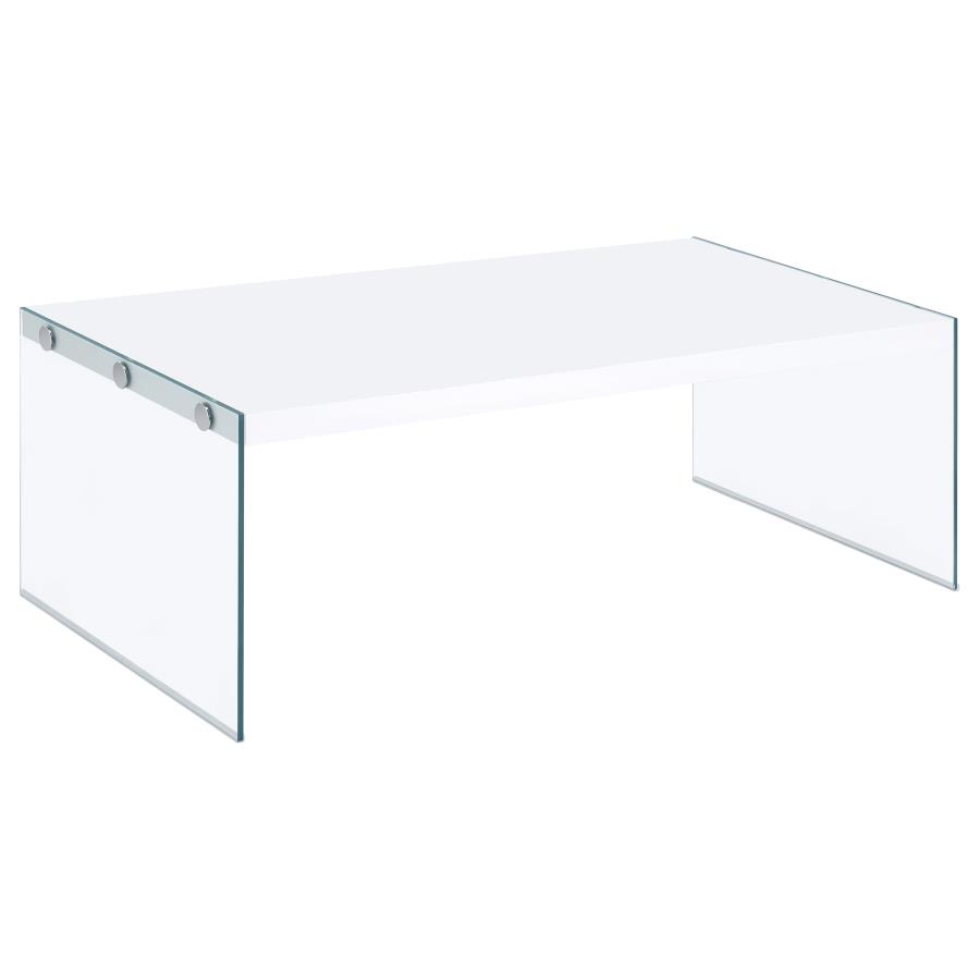 (image for) Opal Rectangular Glass Frame Coffee Table White High Gloss