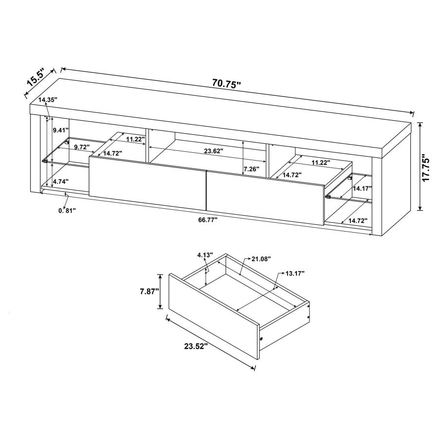 (image for) Jude 2-drawer Engineered Wood 71" TV Stand High Gloss White