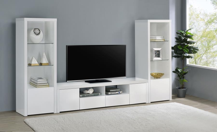 (image for) Jude 3-shelf Engineered Wood Media Tower High Gloss White