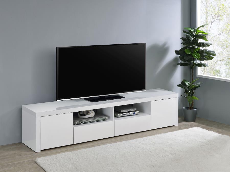 (image for) Jude 2-door Engineered Wood 79" TV Stand High Gloss White