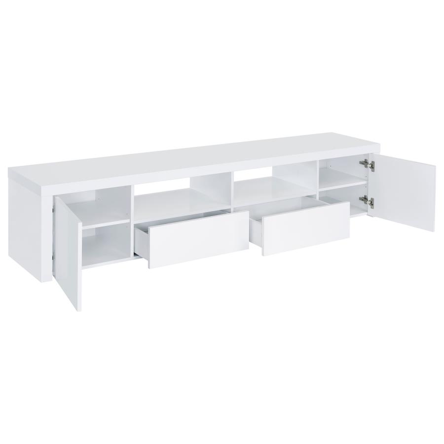 (image for) Jude 2-door Engineered Wood 79" TV Stand High Gloss White