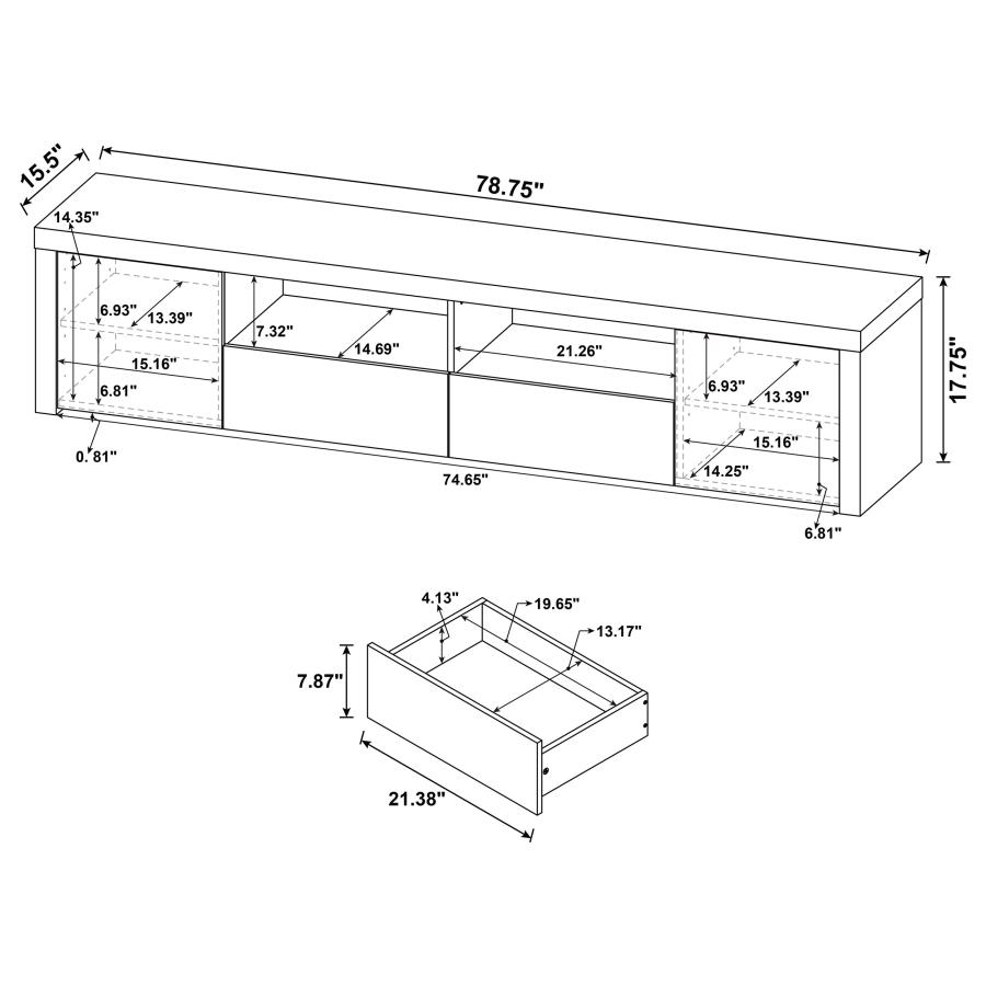 (image for) Jude 2-door Engineered Wood 79" TV Stand High Gloss White