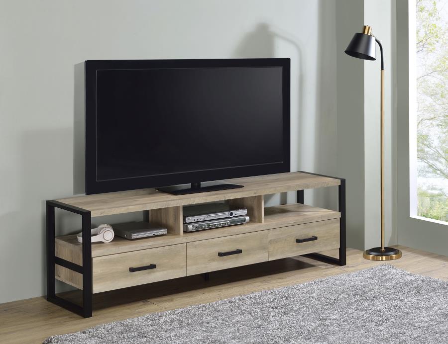 (image for) James 3-drawer Engineered Wood 71" TV Stand Distressed Pine