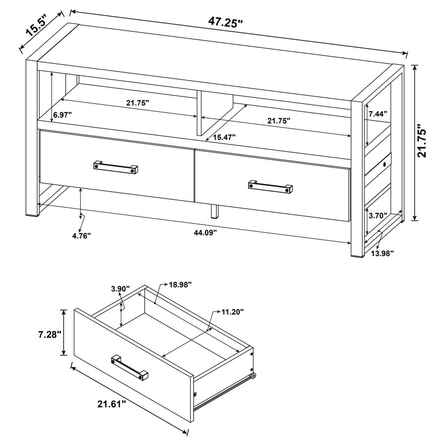 (image for) James 2-drawer Engineered Wood 48" TV Stand Dark Pine