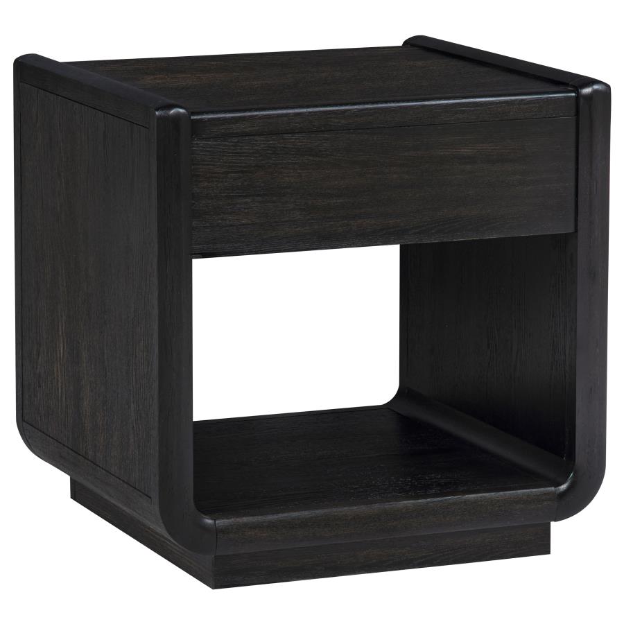 Leandro 1-drawer Wood Occasional Side End Table Burnished Black