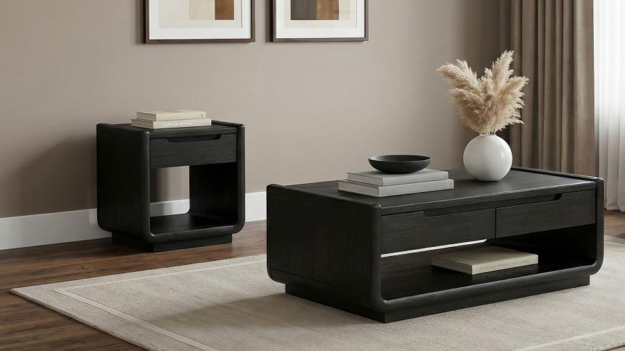 Modal Additional Images for Leandro 1-drawer Wood Occasional Side End Table Burnished Black