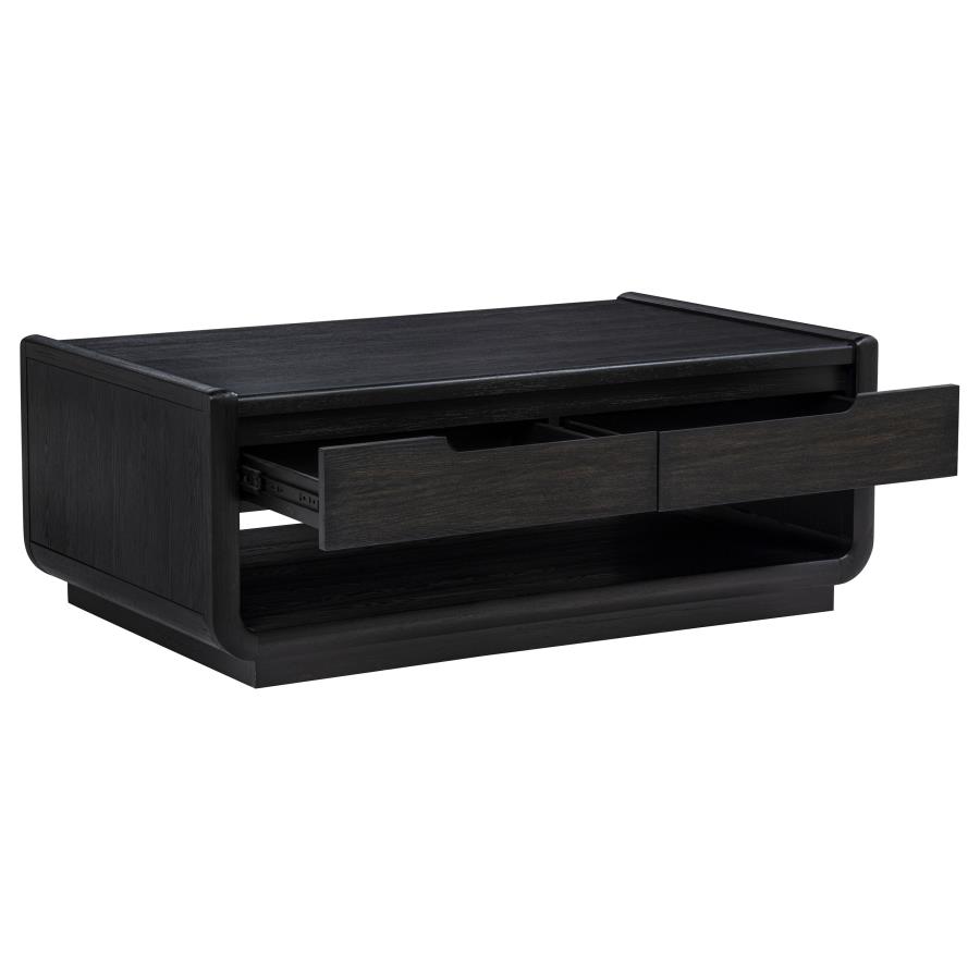 Leandro 2-drawer Wood Cocktail Coffee Table Burnished Black