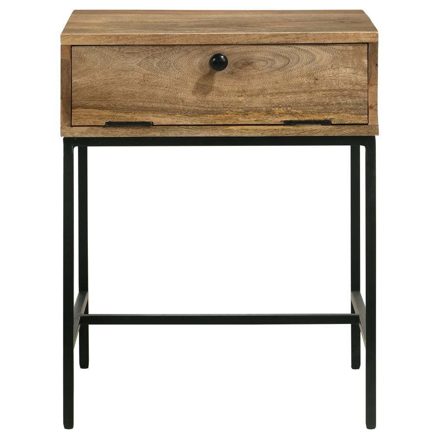 (image for) Stephie Rectangular Side End Table with Storage Honey Brown