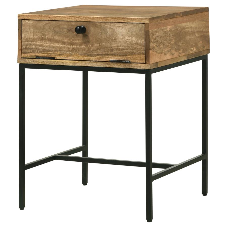 (image for) Stephie Rectangular Side End Table with Storage Honey Brown