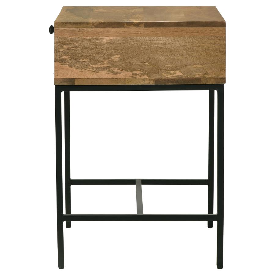 (image for) Stephie Rectangular Side End Table with Storage Honey Brown