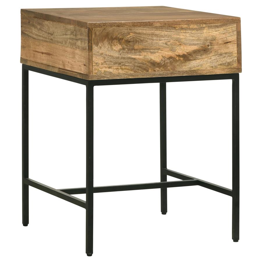 (image for) Stephie Rectangular Side End Table with Storage Honey Brown