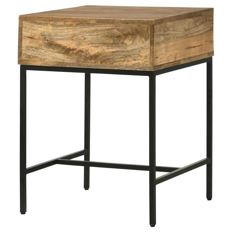 (image for) Stephie Rectangular Side End Table with Storage Honey Brown