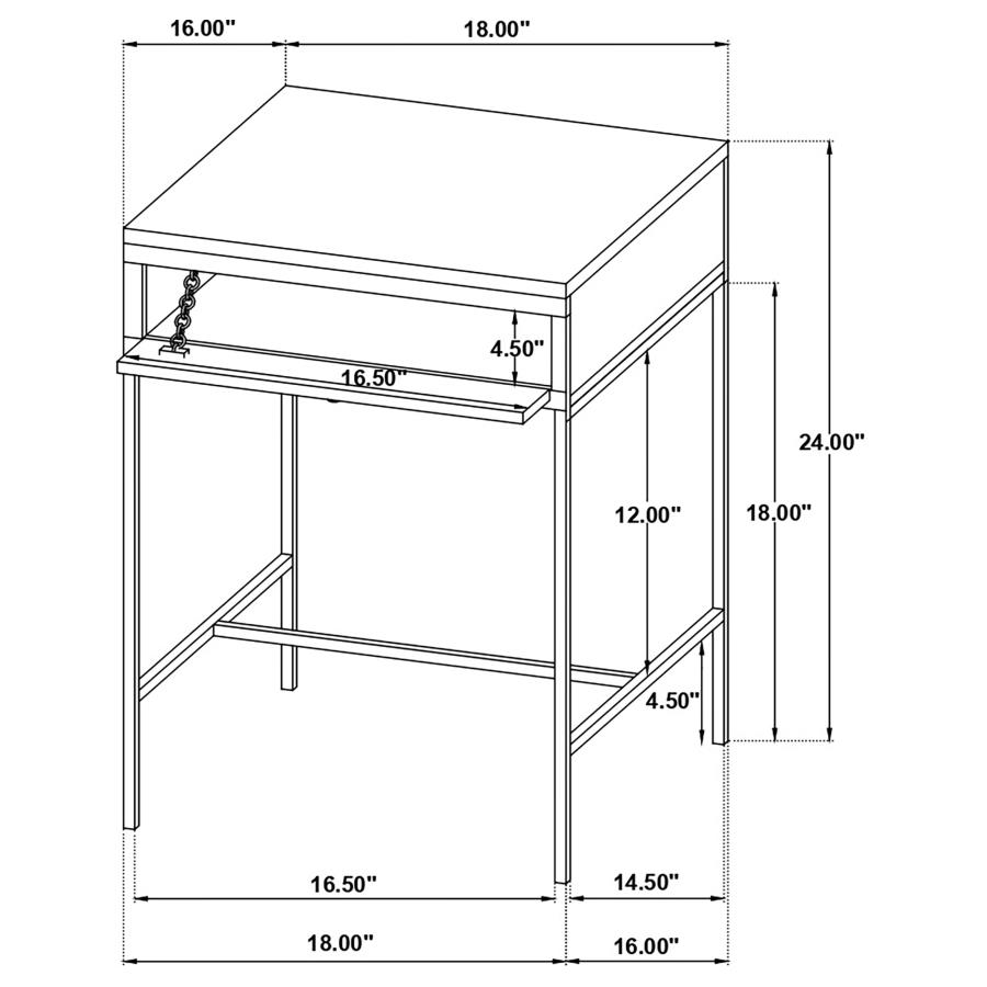 (image for) Stephie Rectangular Side End Table with Storage Honey Brown