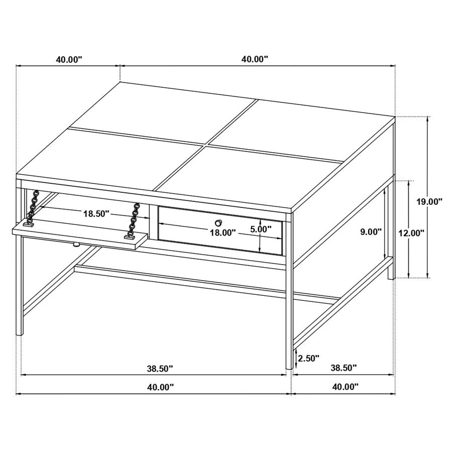 (image for) Stephie 4-drawer Square Glass Top Coffee Table Honey Brown