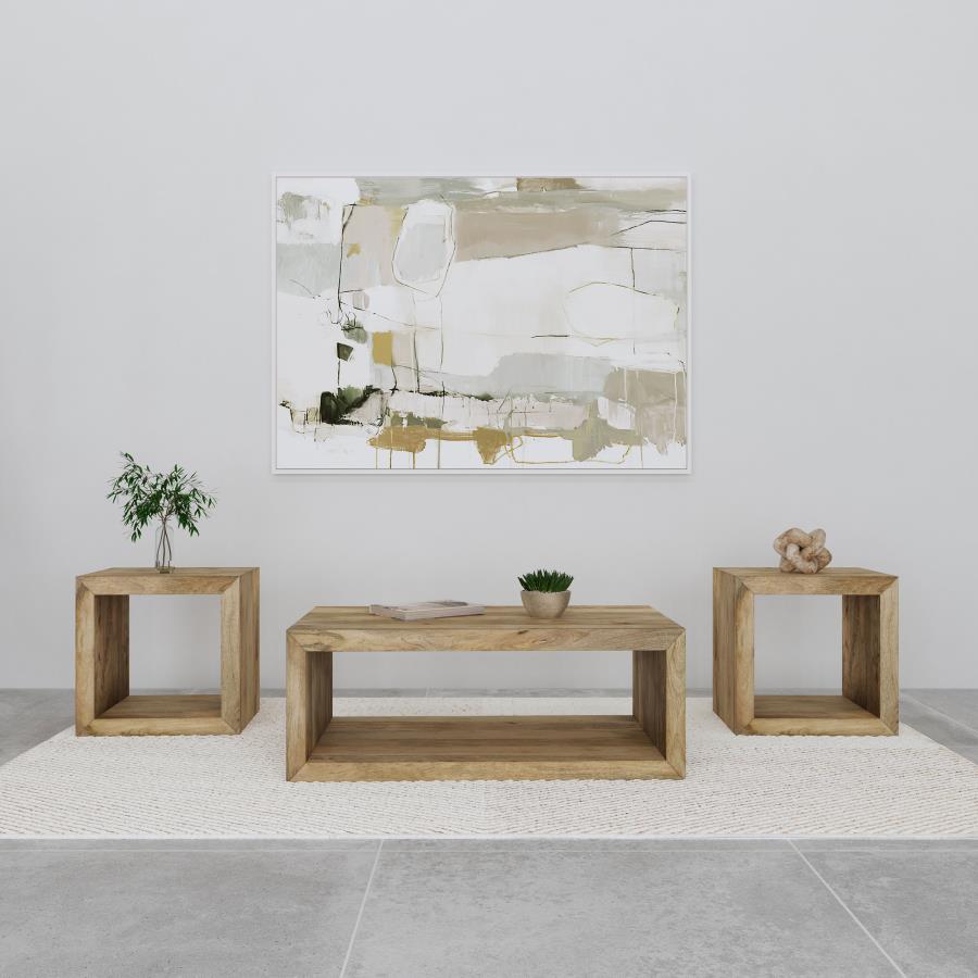 (image for) Benton 3-piece Solid Mango Coffee and End Table Set Natural