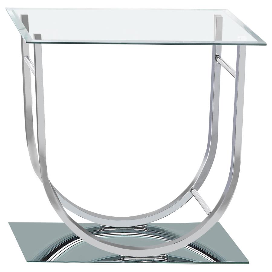 (image for) Danville Square U-Shaped Glass Top Side End Table Chrome