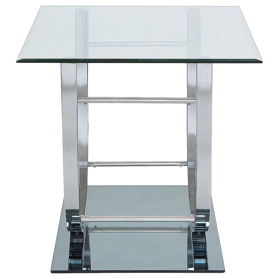 (image for) Danville Square U-Shaped Glass Top Side End Table Chrome