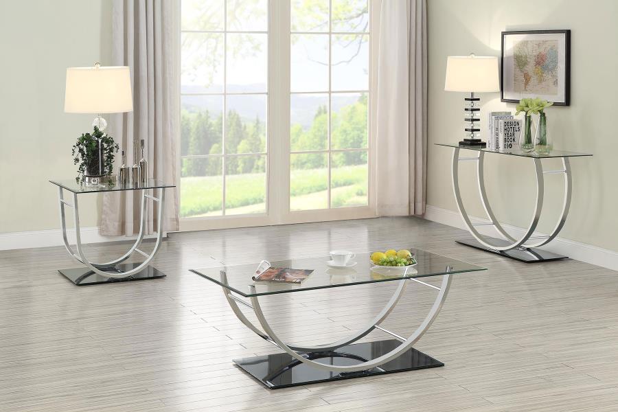 (image for) Danville Square U-Shaped Glass Top Side End Table Chrome