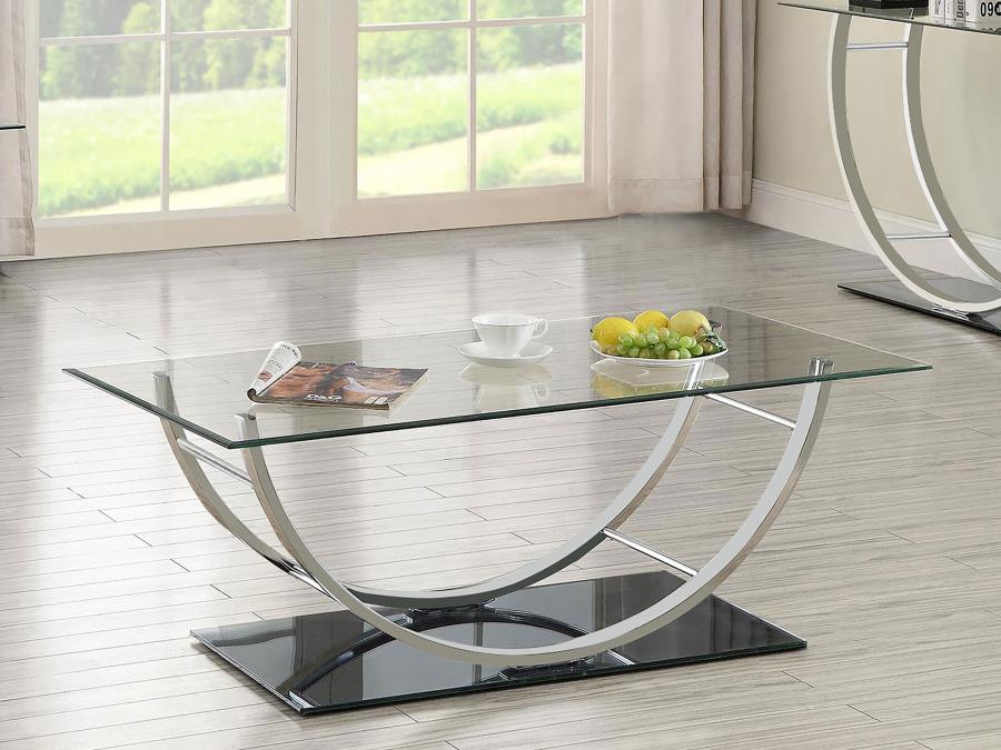 (image for) Danville Rectangular U-Shaped Glass Top Coffee Table Chrome