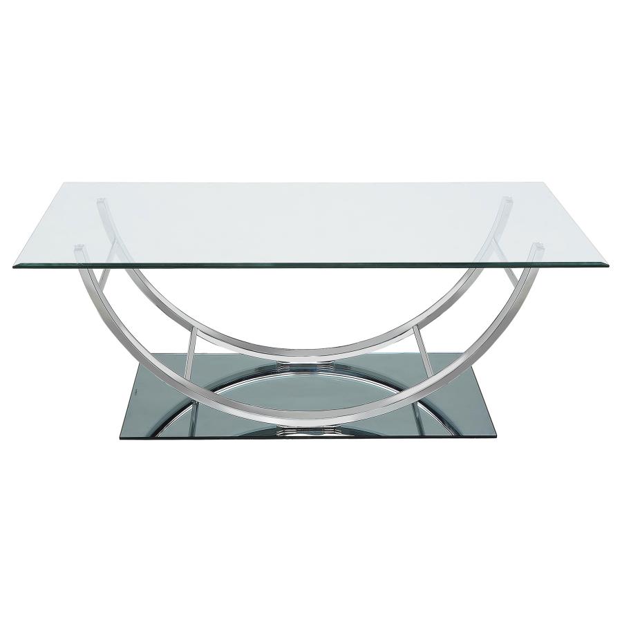 (image for) Danville Rectangular U-Shaped Glass Top Coffee Table Chrome