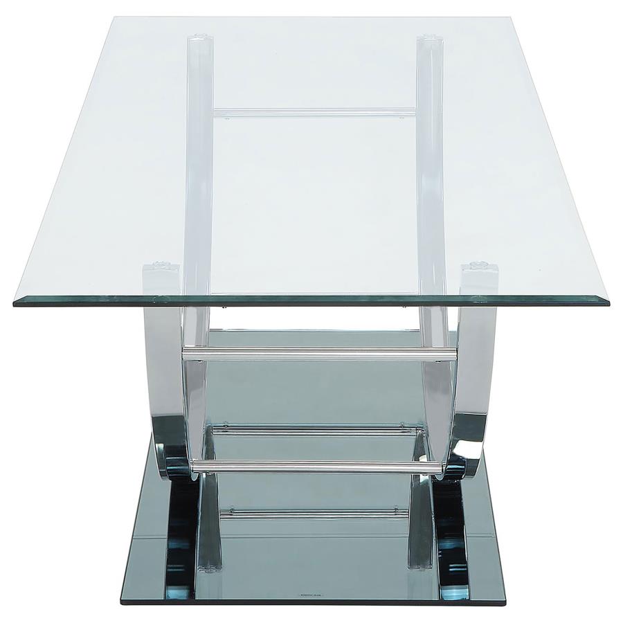 (image for) Danville Rectangular U-Shaped Glass Top Coffee Table Chrome