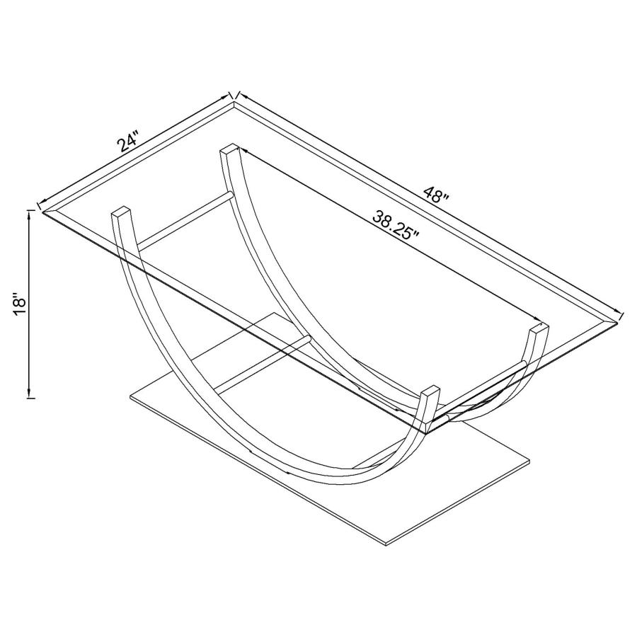 (image for) Danville Rectangular U-Shaped Glass Top Coffee Table Chrome