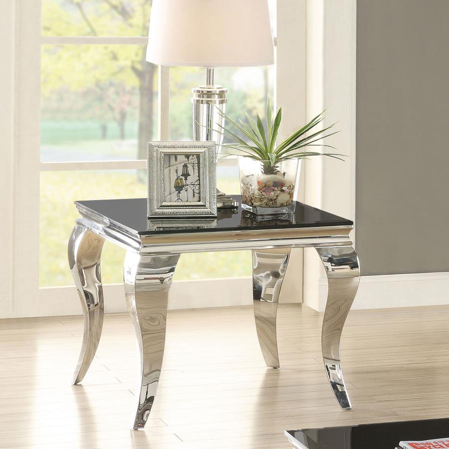 (image for) Carone Square End Table Chrome and Black