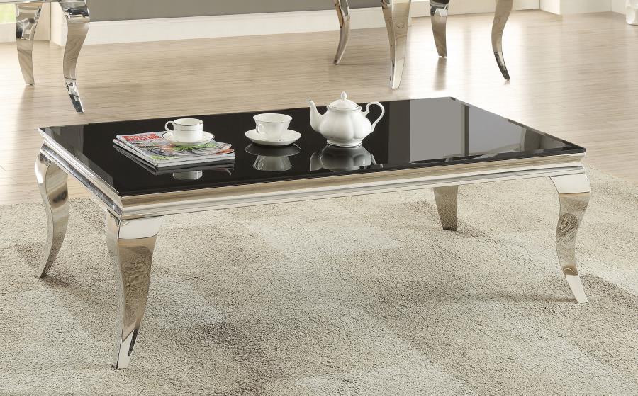 (image for) Carone Rectangular Glass Top Coffee Table Black and Chrome