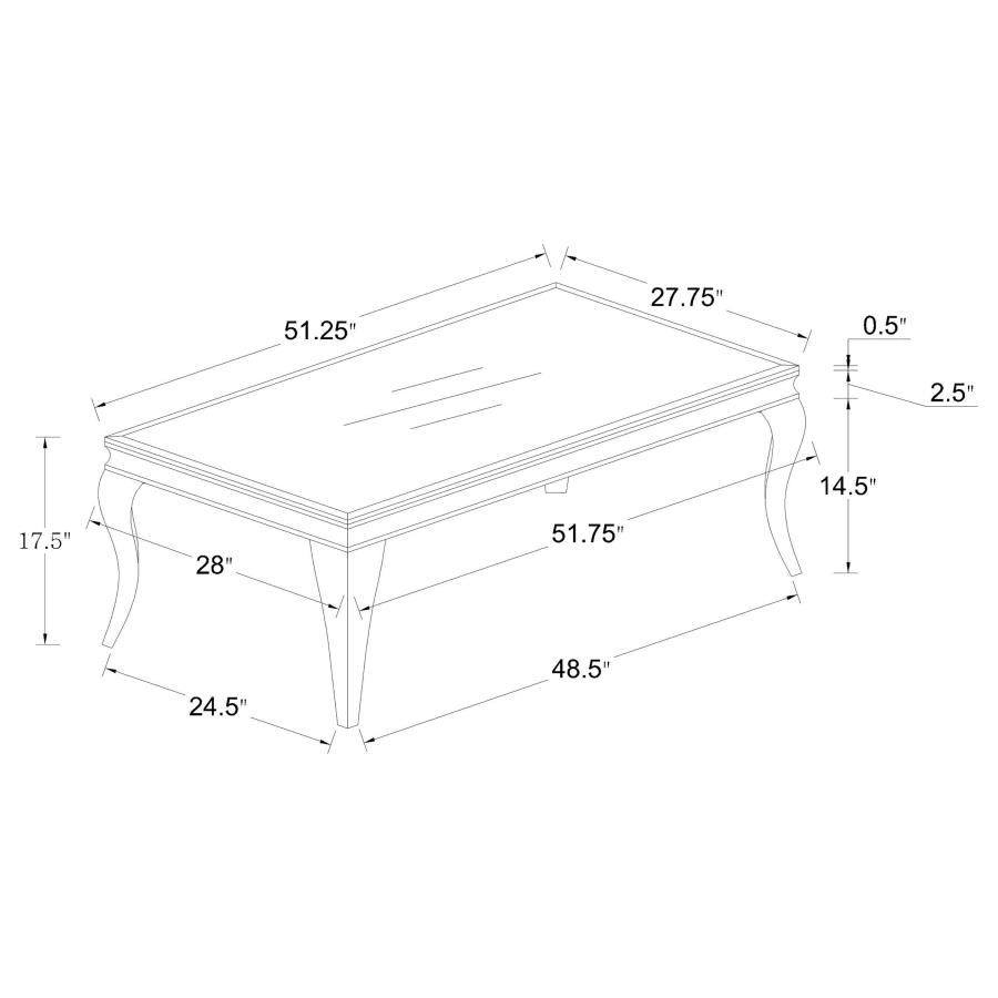 (image for) Carone Rectangular Glass Top Coffee Table Black and Chrome